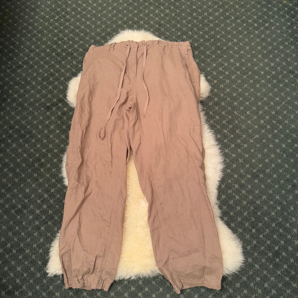 Eileen Fisher Tan Cropped Cargo Ankle Pants